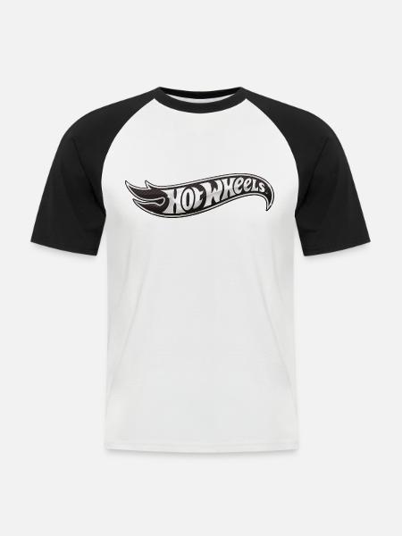 Hot Wheels Logo En Noir Et Blanc - T-shirt baseball manches courtes Homme - blanc/noir