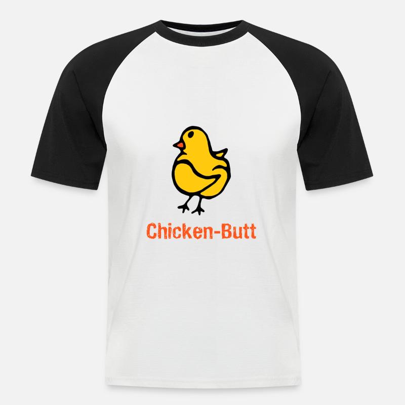 Chicken-Butt - Männer Baseball-T-Shirt - Weiß/Schwarz