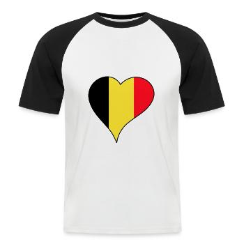 Belgium national flag - Men's Baseball T-Shirt - white/black - Front - Nik (191cm)