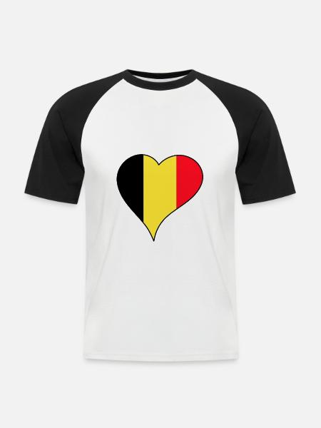 Belgium national flag - Men's Baseball T-Shirt - white/black