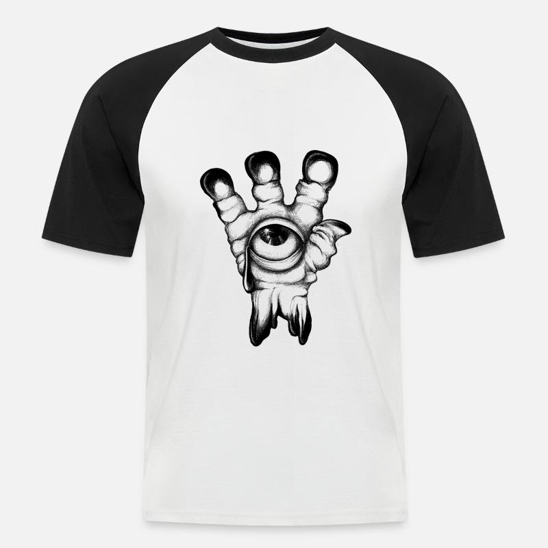 Alien Hand - Männer Baseball-T-Shirt - Weiß/Schwarz