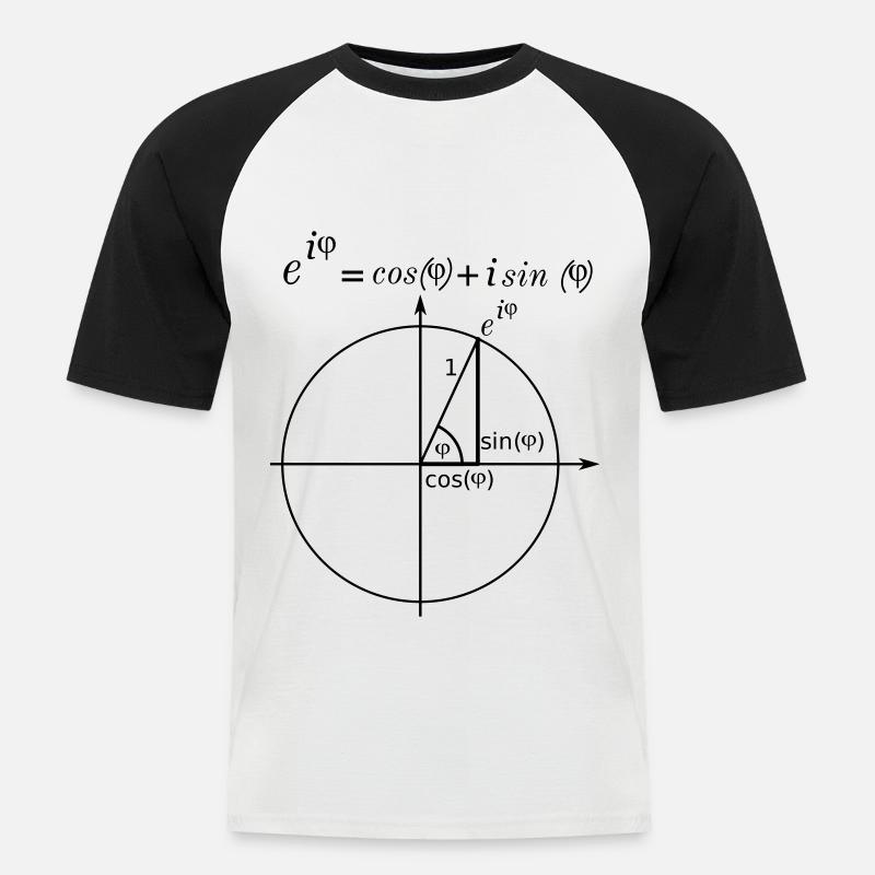 Eulerian formula on the unit circle - Men's Baseball T-Shirt - white/black
