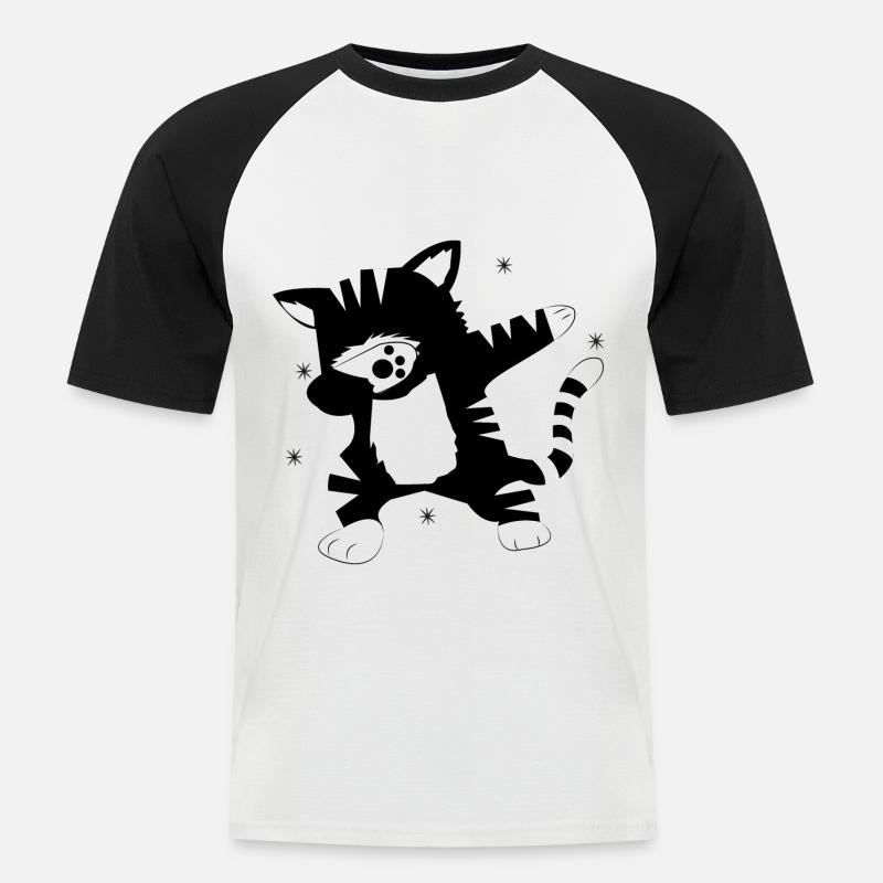 Dabbing Cat Dab Katze - Männer Baseball-T-Shirt - Weiß/Schwarz