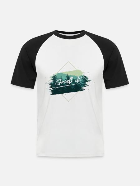 Griaß Di - Männer Baseball-T-Shirt - Weiß/Schwarz