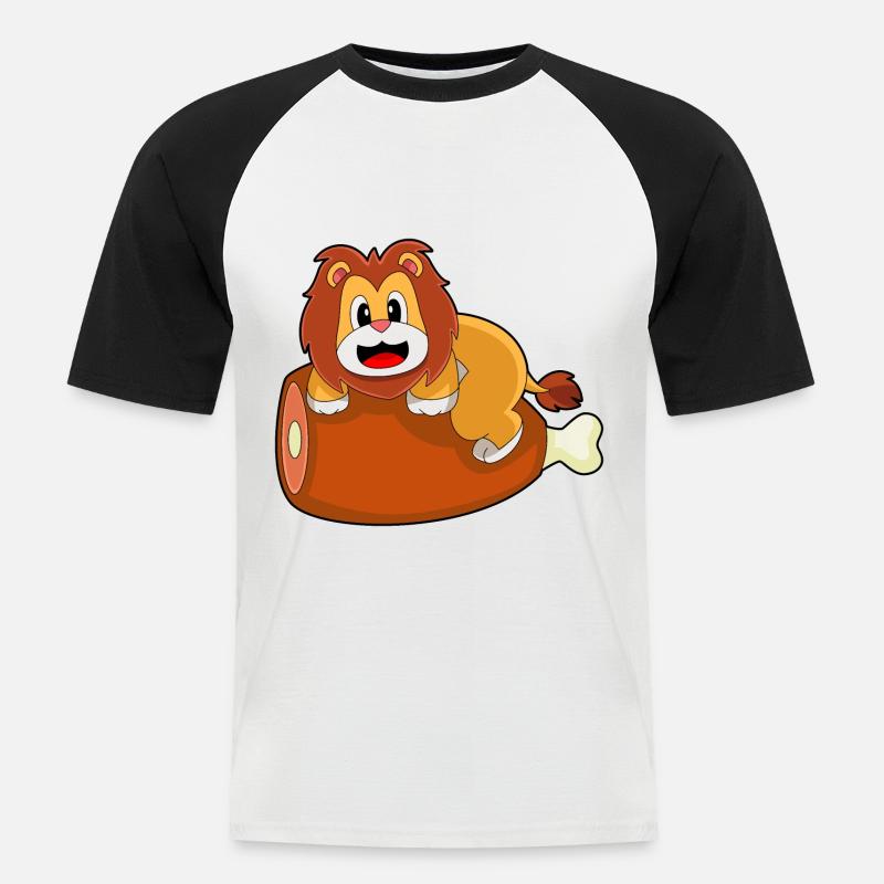 Löwe Fleisch - Männer Baseball-T-Shirt - Weiß/Schwarz