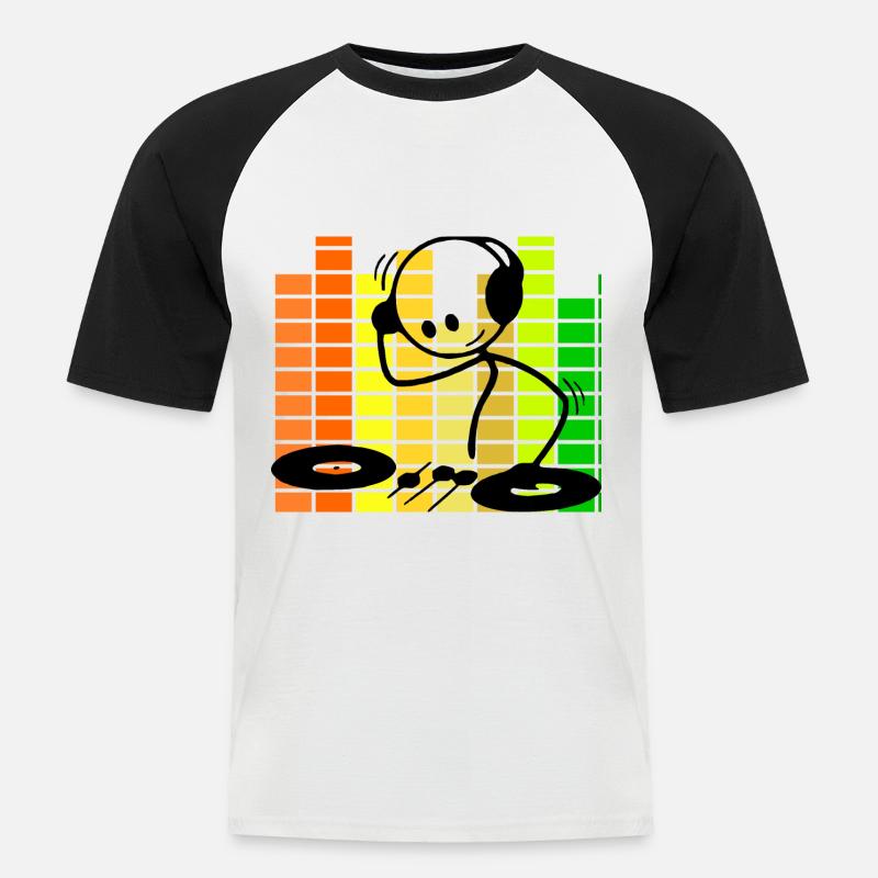 Strichmännchen DJ Equalizer - Männer Baseball-T-Shirt - Weiß/Schwarz