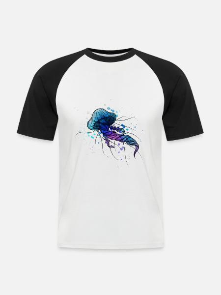 Wunderschöne bunte Qualle - Männer Baseball-T-Shirt - Weiß/Schwarz