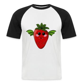 Chauve-souris fraise - T-shirt baseball manches courtes Homme - blanc/noir - Devant - Nik (191cm)