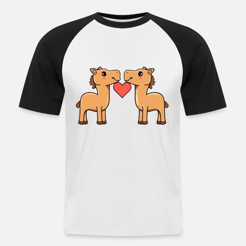 Kamel Paar Herz - Männer Baseball-T-Shirt - Weiß/Schwarz