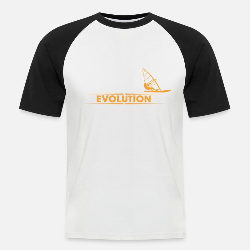 Windsurfing evolution - orange/white - Men's Baseball T-Shirt - white/black