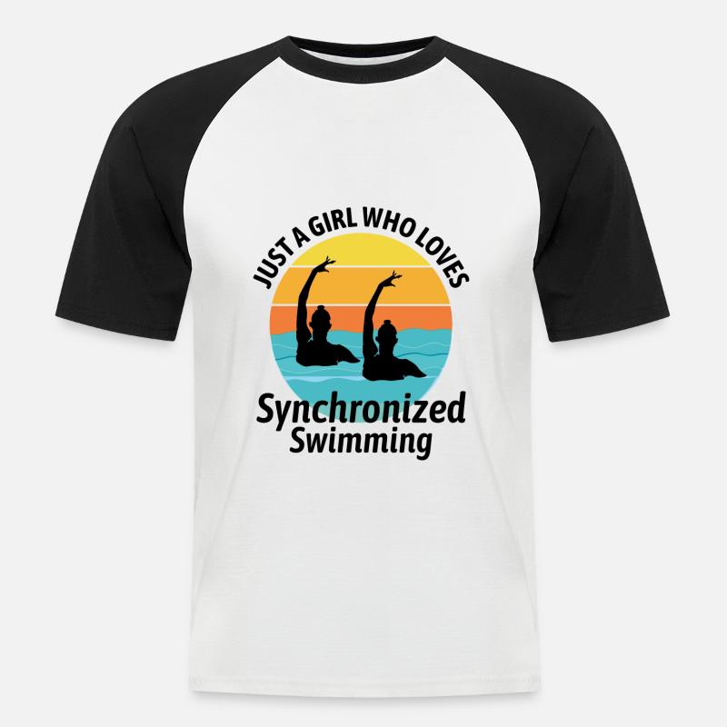 Synchro Schwimmer Synchronschwimmen Mädchen - Männer Baseball-T-Shirt - Weiß/Schwarz
