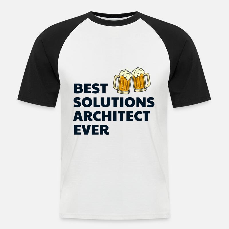 Solution Architecte Architecture Bière Drôle - T-shirt baseball manches courtes Homme - blanc/noir