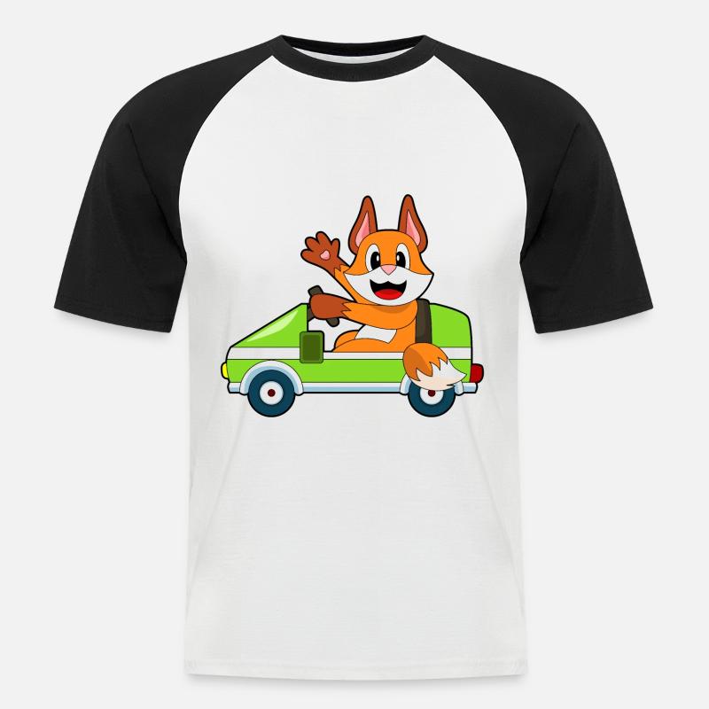 Fuchs Auto - Männer Baseball-T-Shirt - Weiß/Schwarz