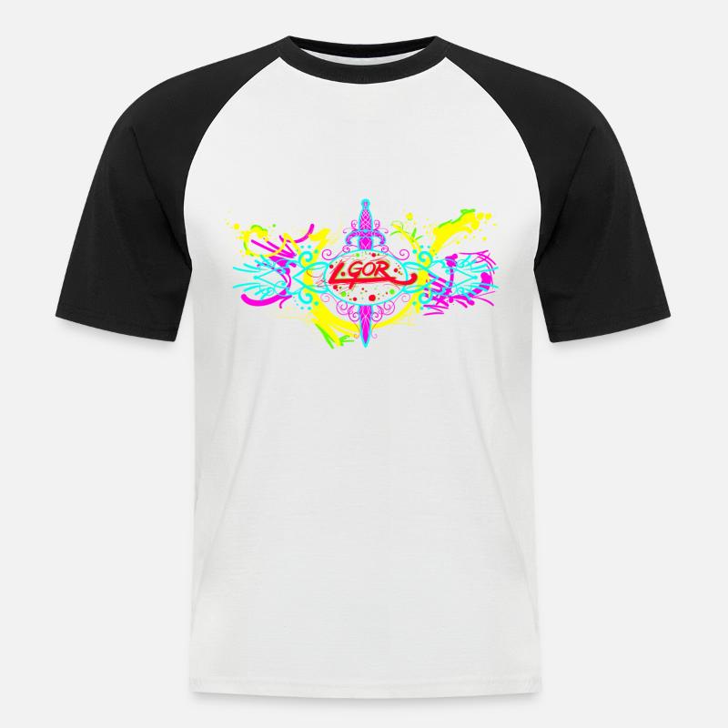 L.Gor Dolch Farbklecks - Männer Baseball-T-Shirt - Weiß/Schwarz
