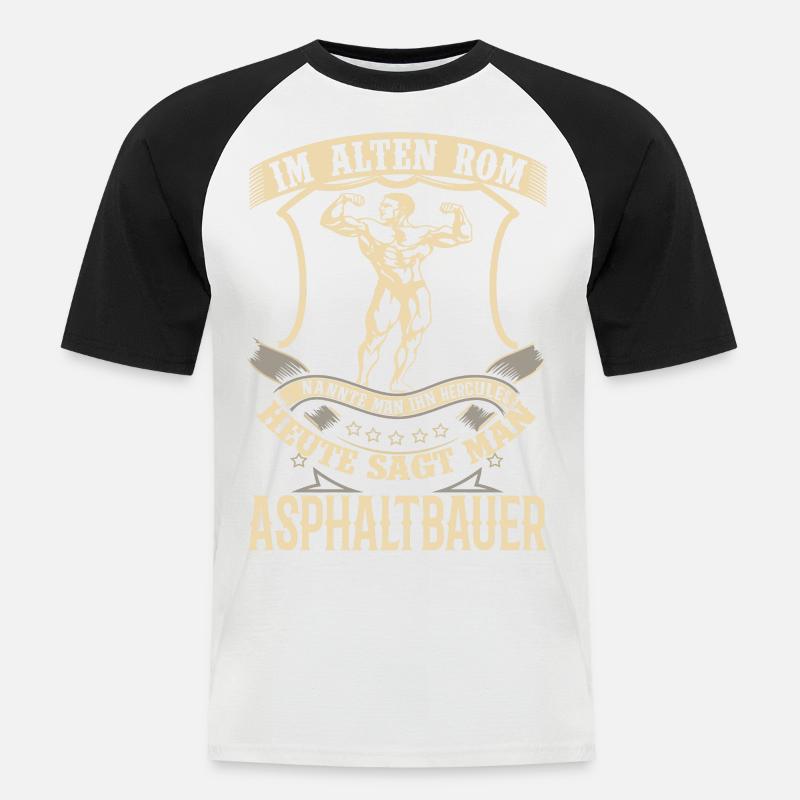 Asphaltbauer Shirt - Männer Baseball-T-Shirt - Weiß/Schwarz