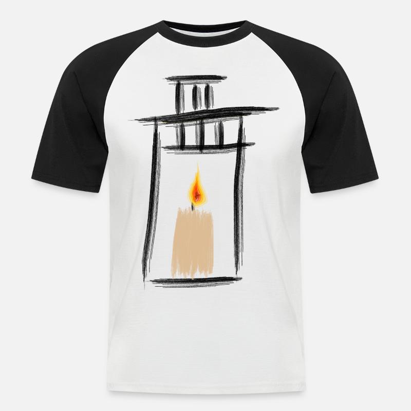lanterne - T-shirt baseball manches courtes Homme - blanc/noir