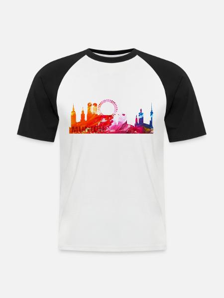 Munich, Munich skyline, Bavaria, Germany - Men's Baseball T-Shirt - white/black