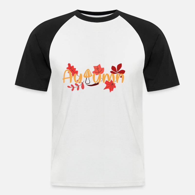 HERBST HERBSTLICH HERBST SPRUCH - Männer Baseball-T-Shirt - Weiß/Schwarz