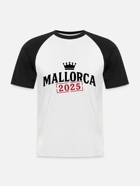 Mallorca 2025 Krone - Men's Baseball T-Shirt - white/black
