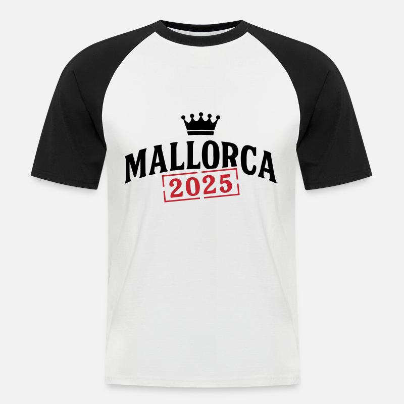 Mallorca 2025 Krone - Männer Baseball-T-Shirt - Weiß/Schwarz