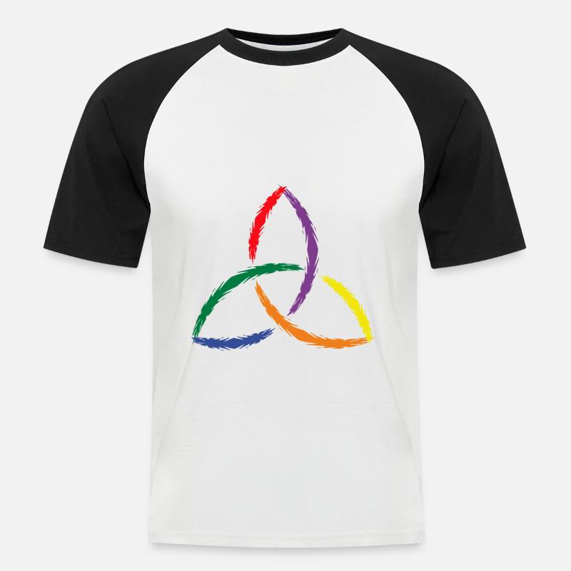 Keltisches Symbol Triquetra Regenbogen - Männer Baseball-T-Shirt - Weiß/Schwarz