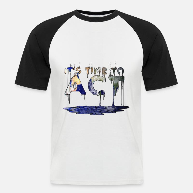 It’s time to act - Männer Baseball-T-Shirt - Weiß/Schwarz