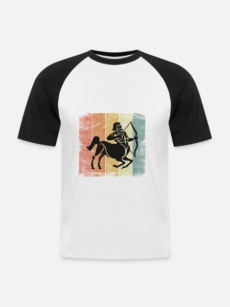 Sternzeichen Schütze - Männer Baseball-T-Shirt - Weiß/Schwarz