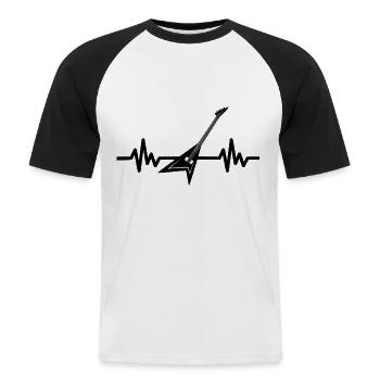 Heartbeat Guitare - Rock n Roll Punk Band Metal - T-shirt baseball manches courtes Homme - blanc/noir - Devant - Nik (191cm)