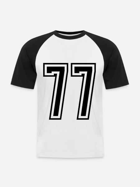 77 Number number - Men's Baseball T-Shirt - white/black