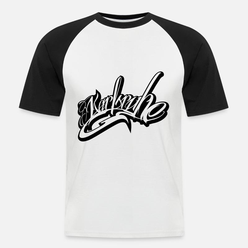 Karlsruhe - Männer Baseball-T-Shirt - Weiß/Schwarz