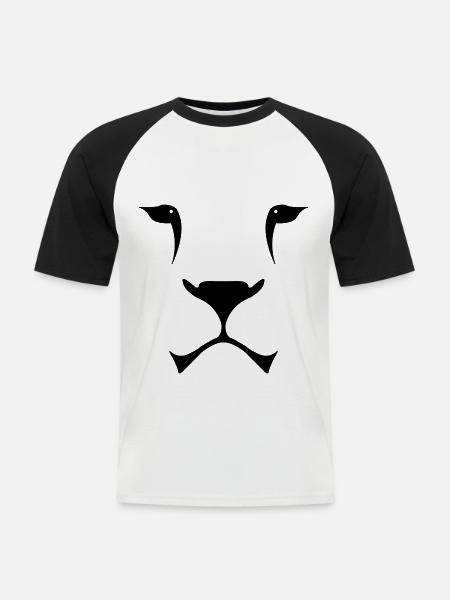 Löwe - Männer Baseball-T-Shirt - Weiß/Schwarz