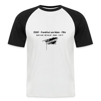 Airport Frankfurt - Männer Baseball-T-Shirt - Weiß/Schwarz - Vorne - Nik (191cm)