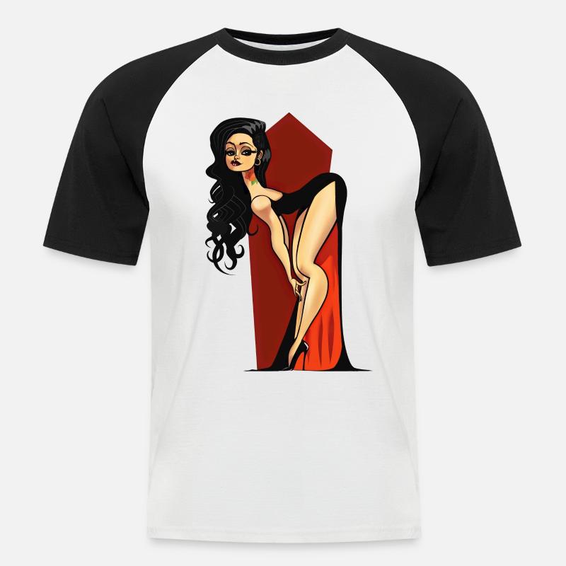 Vampire Pin-up - Men's Baseball T-Shirt - white/black