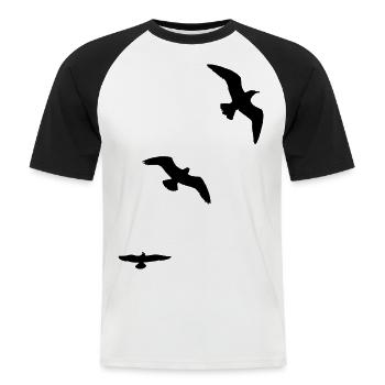 Möwen Vögel drei 3 Flug Reise Urlaub Strand segeln - Männer Baseball-T-Shirt - Weiß/Schwarz - Vorne - Nik (191cm)
