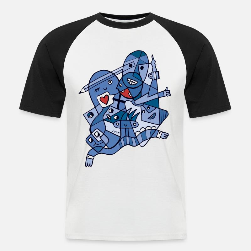 Harmonie in Vielfalt Blaue Version - Männer Baseball-T-Shirt - Weiß/Schwarz
