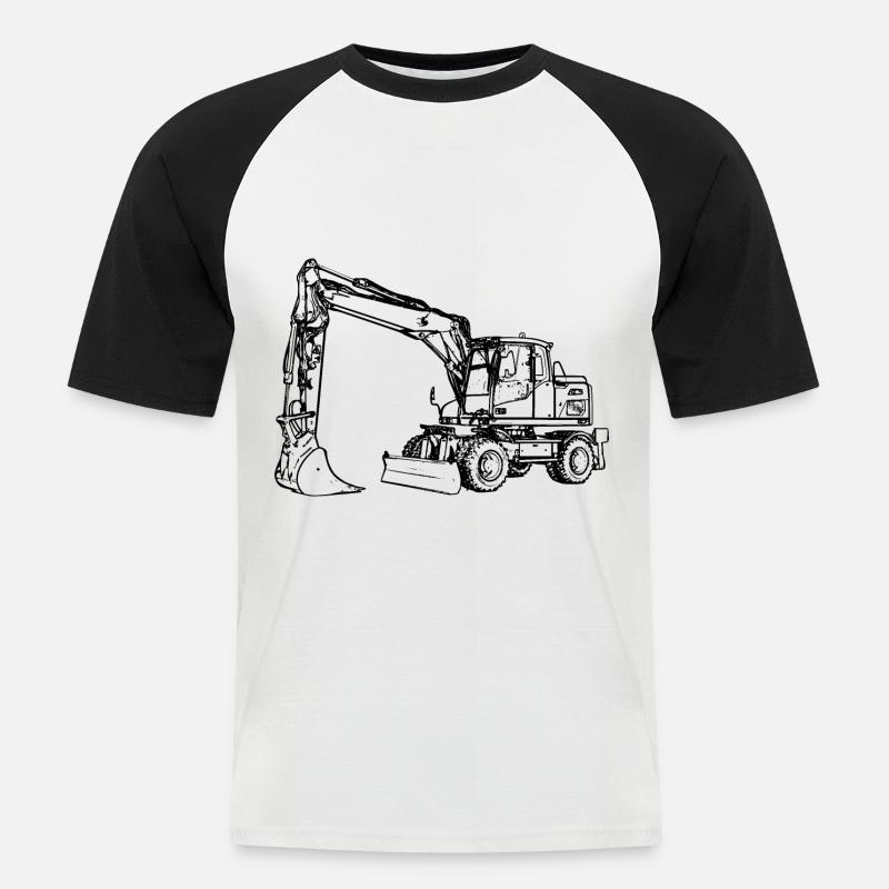 Bagger Radbagger Schaufelbagger schwarz - Männer Baseball-T-Shirt - Weiß/Schwarz