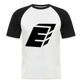 Lettre E du résumé - T-shirt baseball manches courtes Homme - blanc/noir - Devant - Nik (191cm)