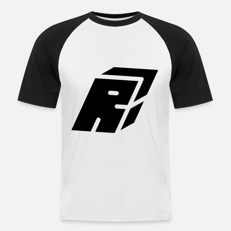 Abstract R Brief - Männer Baseball-T-Shirt - Weiß/Schwarz