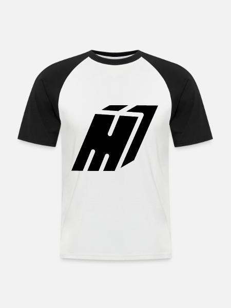 Abstract M letter - Men's Baseball T-Shirt - white/black