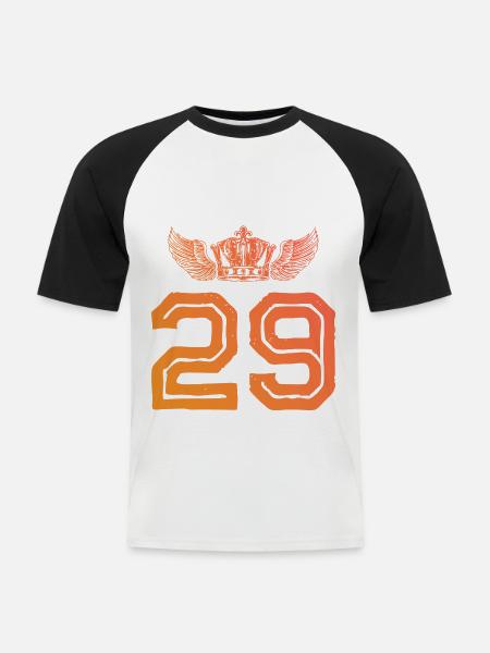 29 Zahl Krone - Männer Baseball-T-Shirt - Weiß/Schwarz