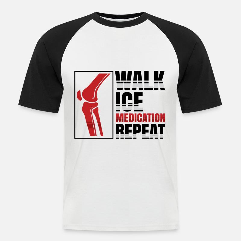 Walk Ice Medication Repeat - Männer Baseball-T-Shirt - Weiß/Schwarz