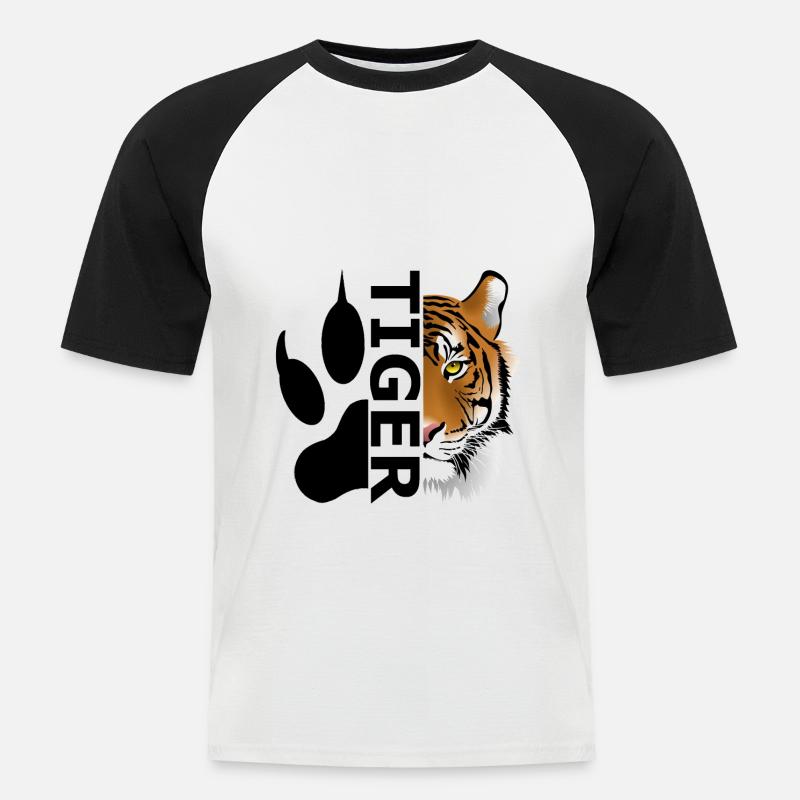Tiger - Männer Baseball-T-Shirt - Weiß/Schwarz