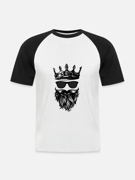 Bart Bartträger ist König - Männer Baseball-T-Shirt - Weiß/Schwarz