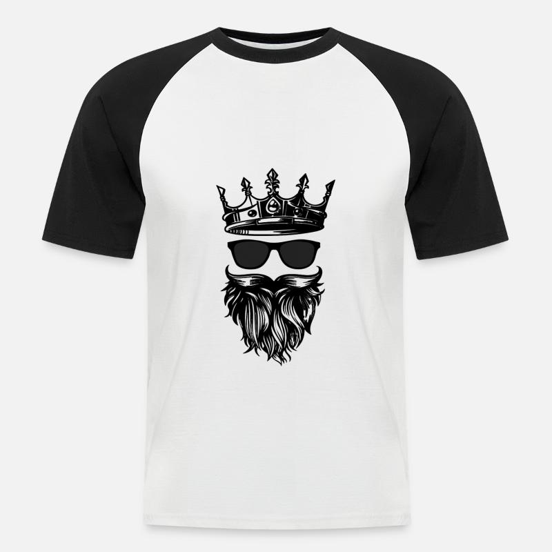 Bart Bartträger ist König - Männer Baseball-T-Shirt - Weiß/Schwarz