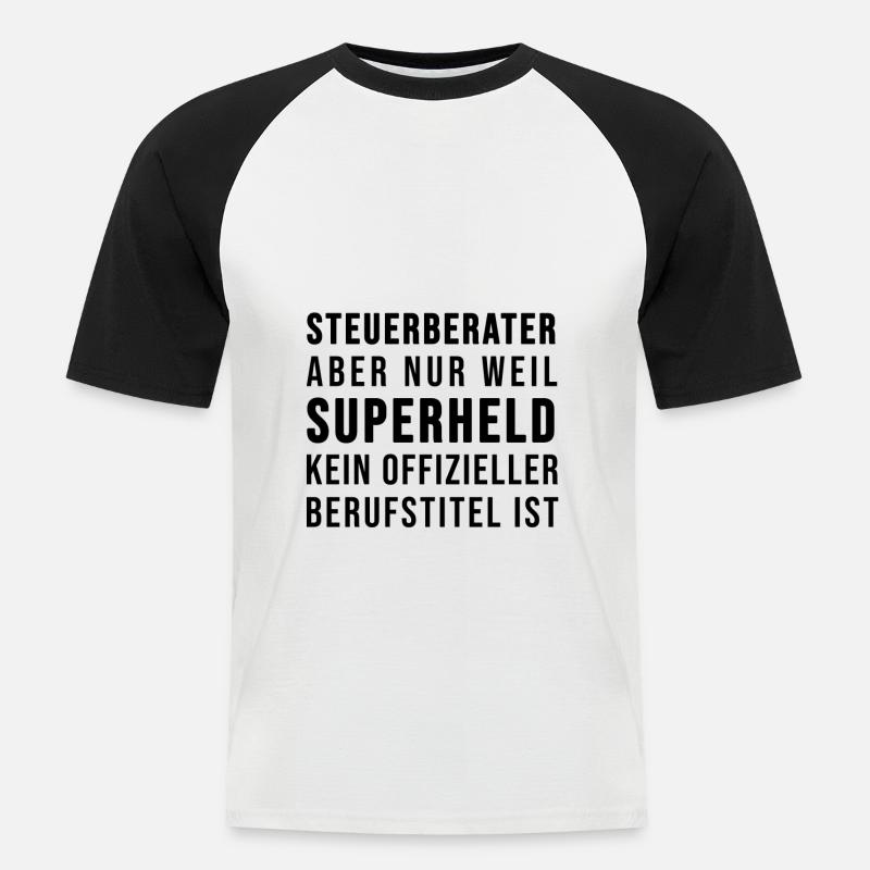 Steuerberater oder SUPERHELD - Männer Baseball-T-Shirt - Weiß/Schwarz