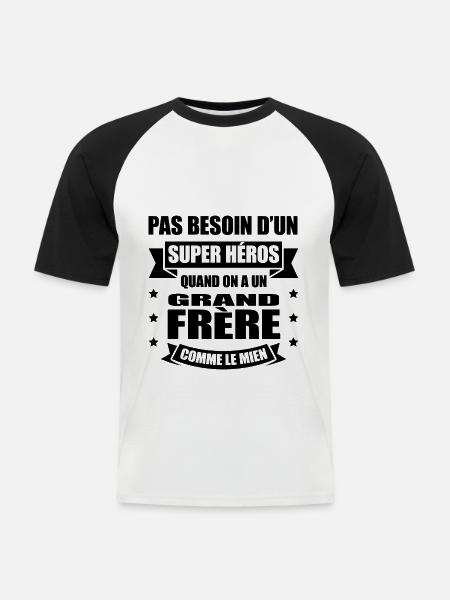 GRAND-FRÈRE SUPER-HÉROS - T-shirt baseball manches courtes Homme - blanc/noir