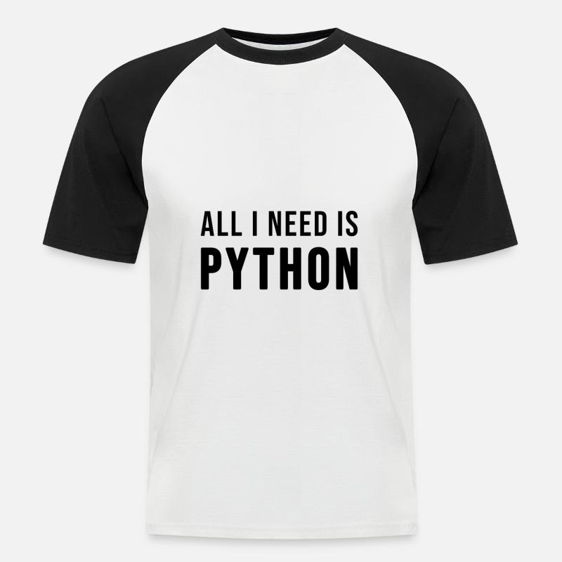 All I need is Python - T-shirt baseball manches courtes Homme - blanc/noir