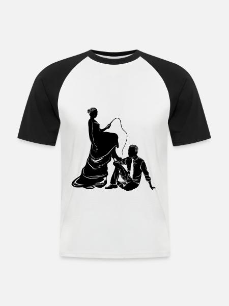 brautpaar ehepaar silhouette - Männer Baseball-T-Shirt - Weiß/Schwarz
