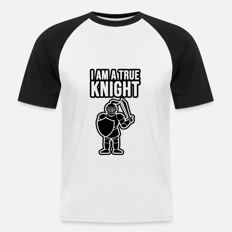 Ich bin ein wahrer Ritter - Männer Baseball-T-Shirt - Weiß/Schwarz