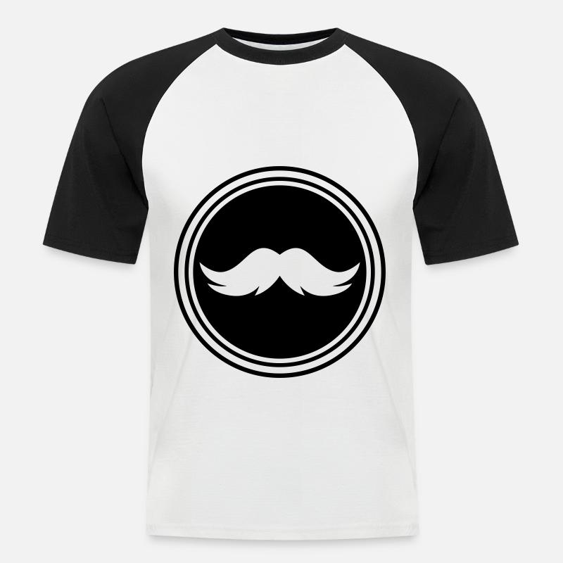 Schnurrbart symbol - Männer Baseball-T-Shirt - Weiß/Schwarz